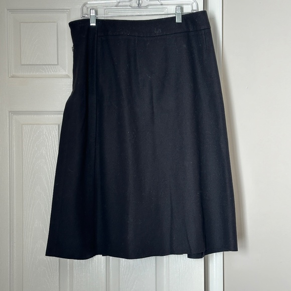 Garnet Hill Wool Cashmere Blend Black Wrap Skirt Size14 Winter - Picture 2 of 6